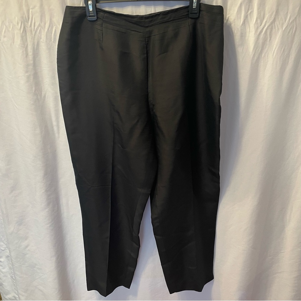 Vintage Silk Black Trousers 14 Amanda Smith Side Zip Old Money Corpcore Luxury